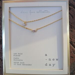 14k Gold plated cubic zirconia 16/18 inch + 3" Inch Extender